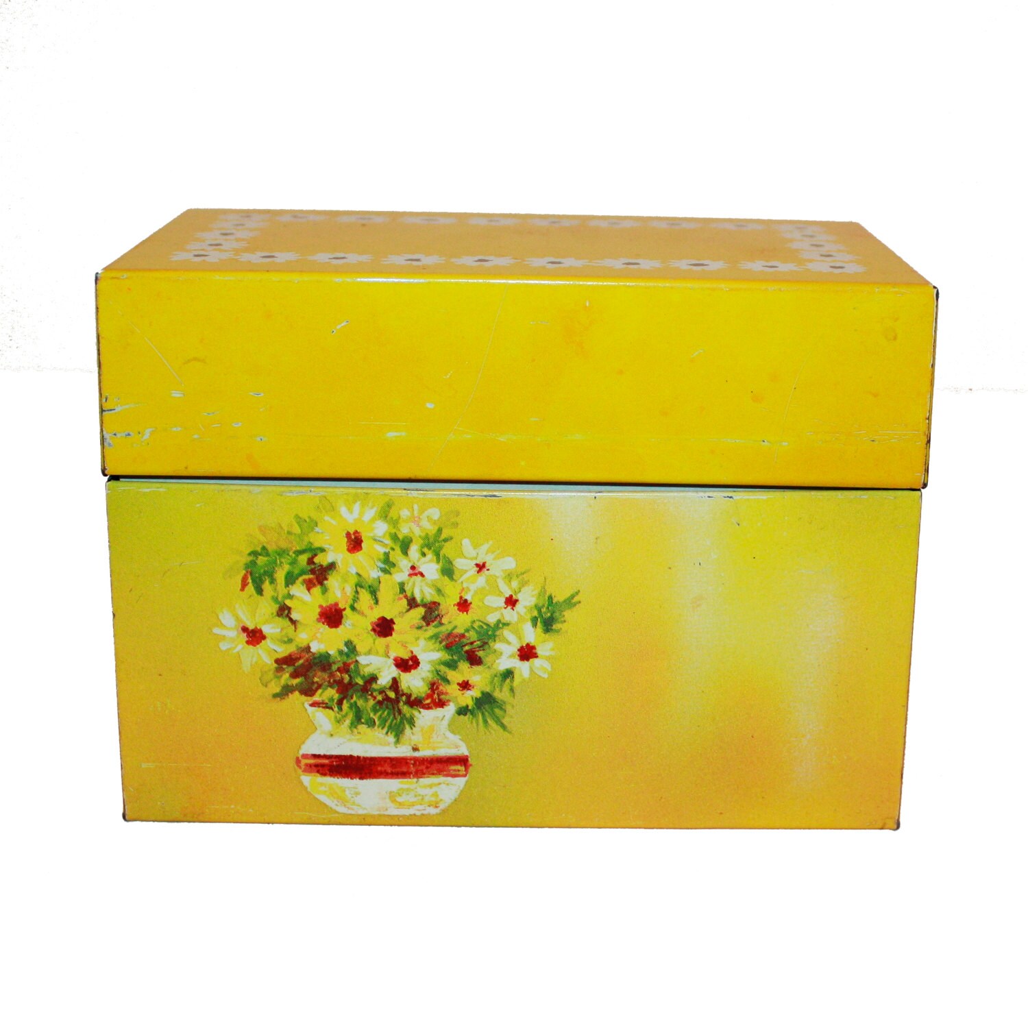 Vintage Metal Recipe Storage box, Industrial Metal Box, Recipe Storage