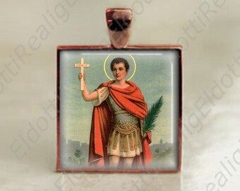 St. Expedite Catholic Medal with Glass Dome 1 inches Christian Jewelry Religious Pendant for Necklace