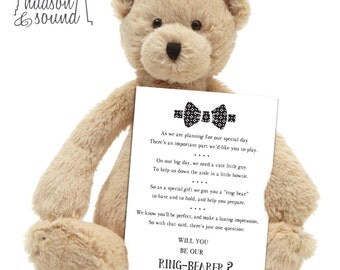 Will you be my ring bearer - "ring bear" card. wedding, bride, invitation.