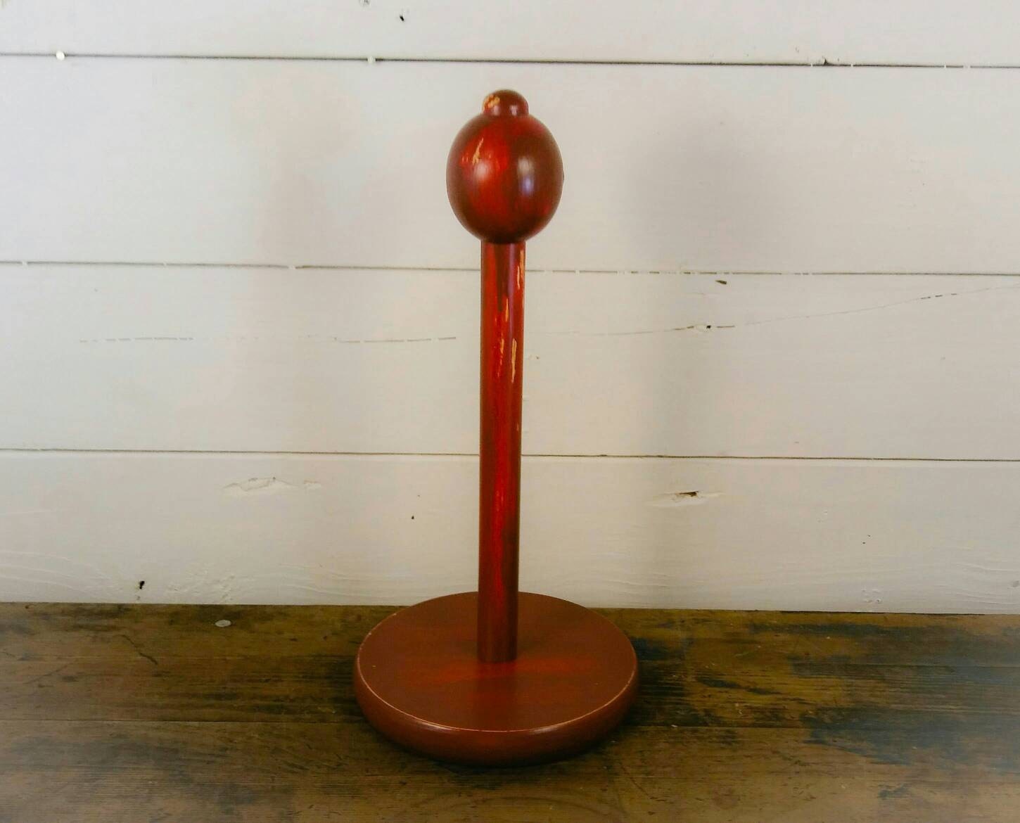 Red Paper Towel Holder Country Kitchen Decor Distressed