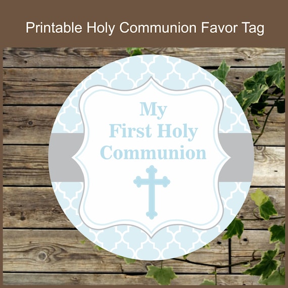 First Holy Communion Printable Favor Tag Instant Download