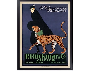 Pelzwaren Fourrures, P. Ruckmar and C., 1910 By Ernest Montaut Print. Framed Options Only