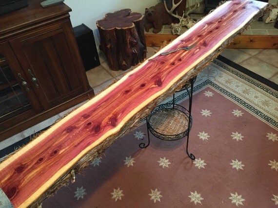 red cedar highly figured thick diy tree slab shelf mantel