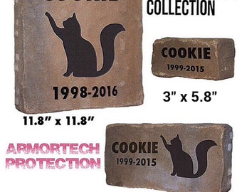 Personalized Pet Memorial Stone Deeply Engraved Customize the text and sillhouettes the way you want