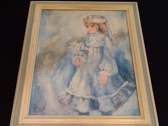Vintage Little Girl Framed Print Artist M. Storm