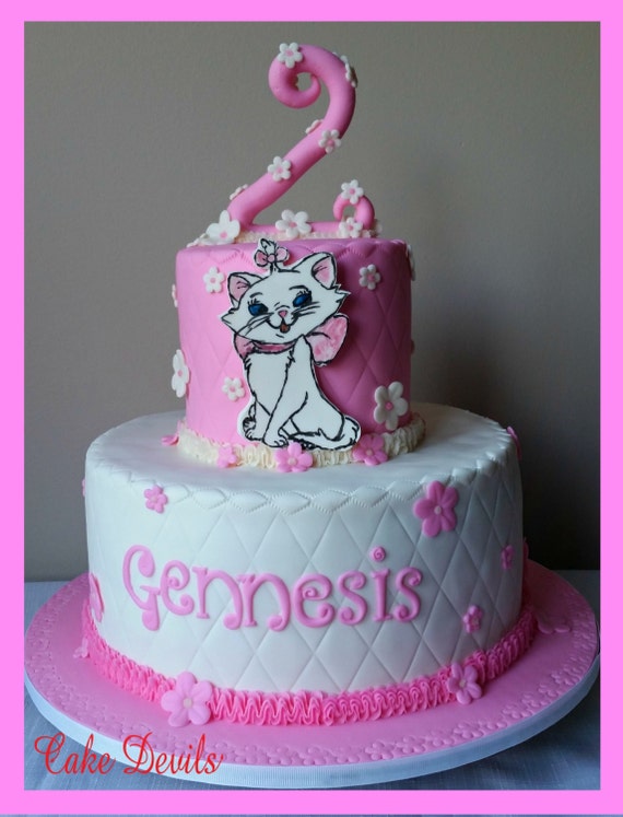 Aristocats Marie Cake kit, Cat Birthday Cake Decorations, handmade edible fondant