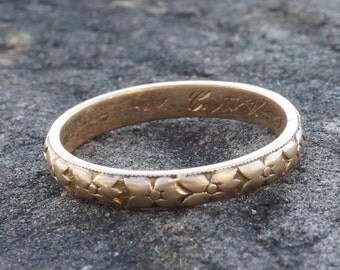 Antique 1920 14k Yellow Gold Floral Wedding Stacking Band Ring Size 6.25