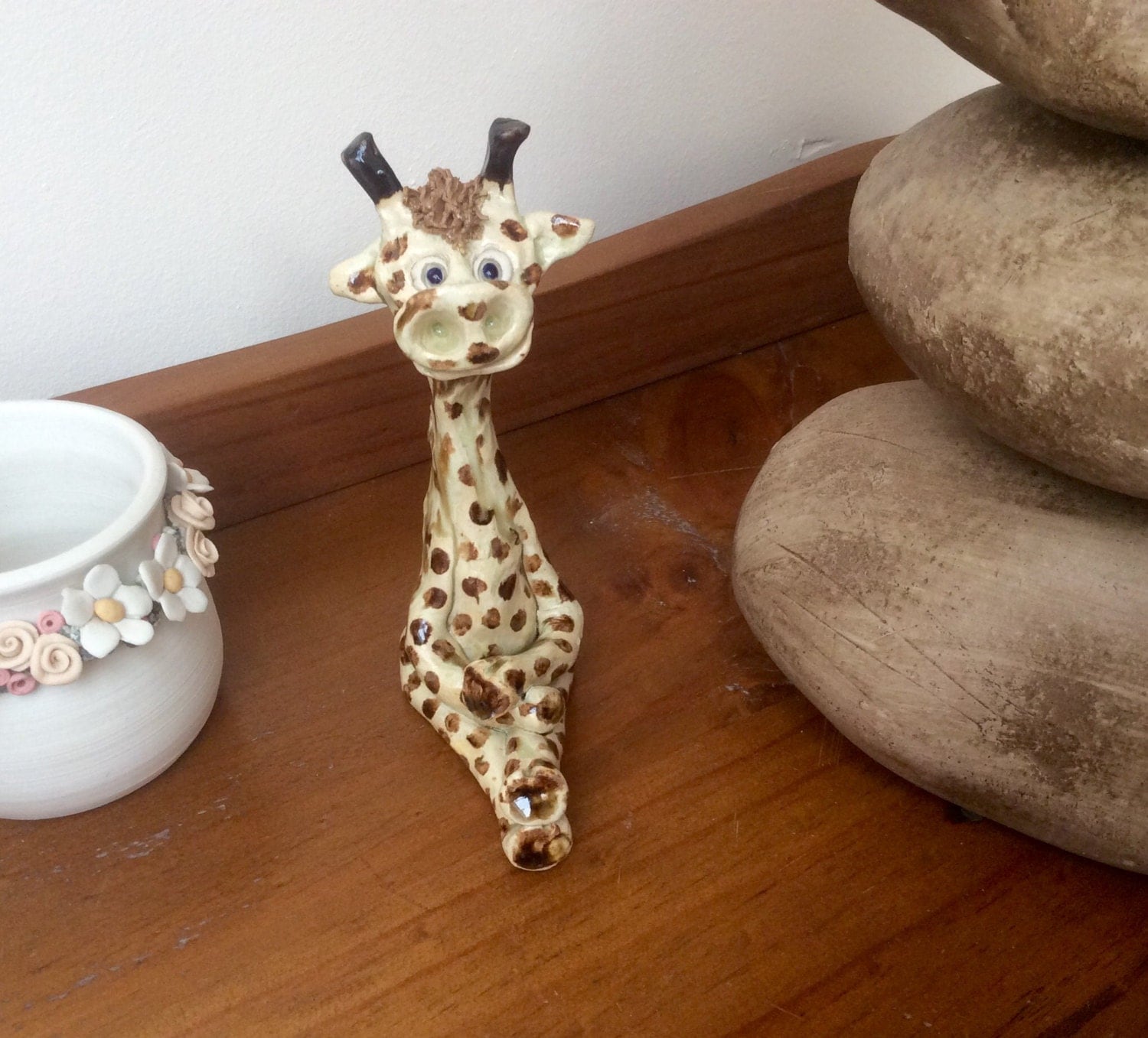 Ceramic giraffe handmade giraffe ornament. Giraffe sculpture