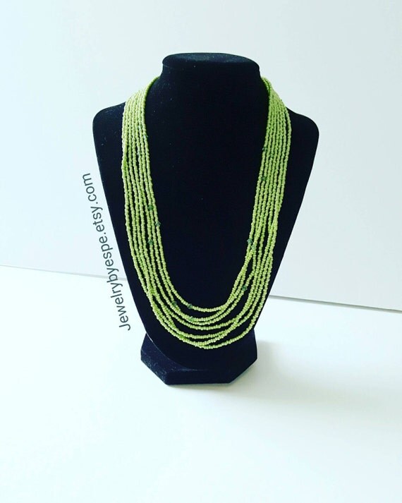 Lime Green Necklace Statement Necklace Green Wedding Jewelry