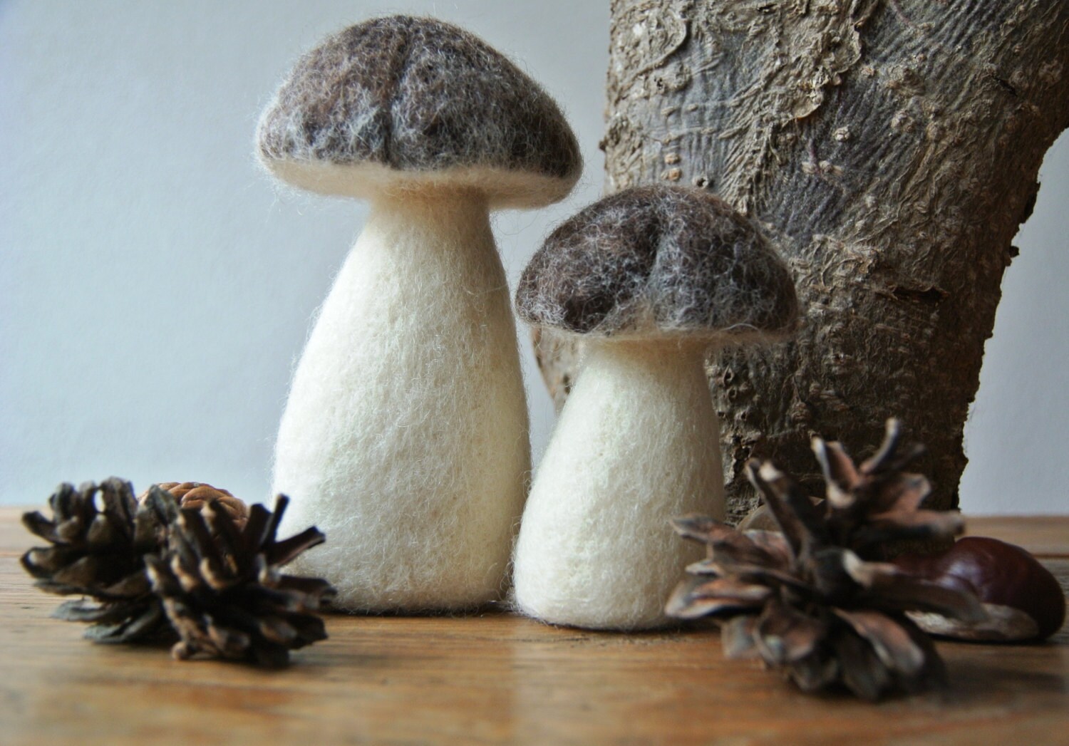 Two felted mushrooms Boletus edulis felt porcini felt food