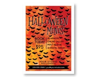 Customizable Digital Halloween Mini Session Marketing Board - Facebook Ad - Instagram - PSD Photoshop Template for Photographers WM1029c