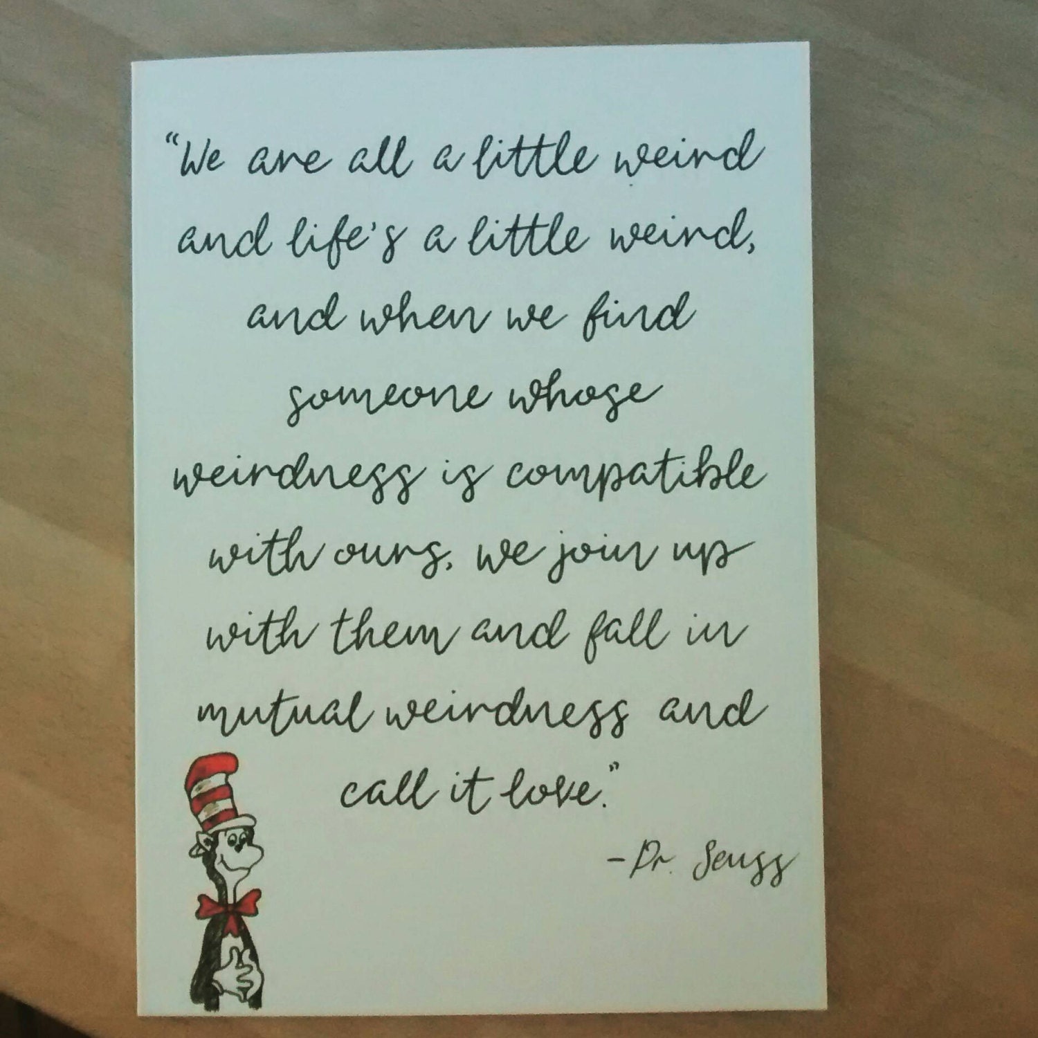 Hand-illustrated Dr Seuss card. Anniversary wedding