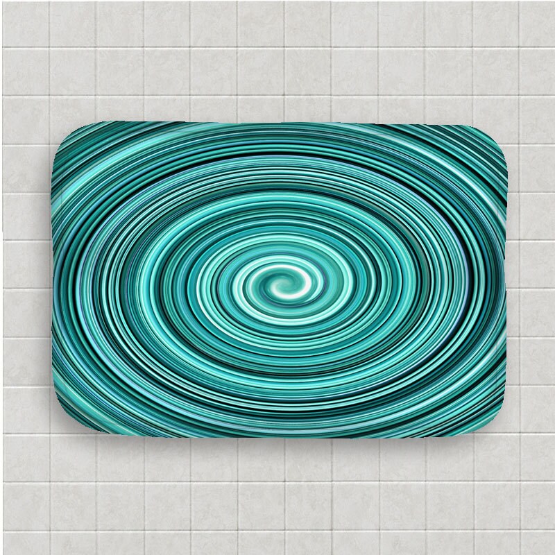 Teal & White Bath MatFunky Bath DecorMicrofiberFoam