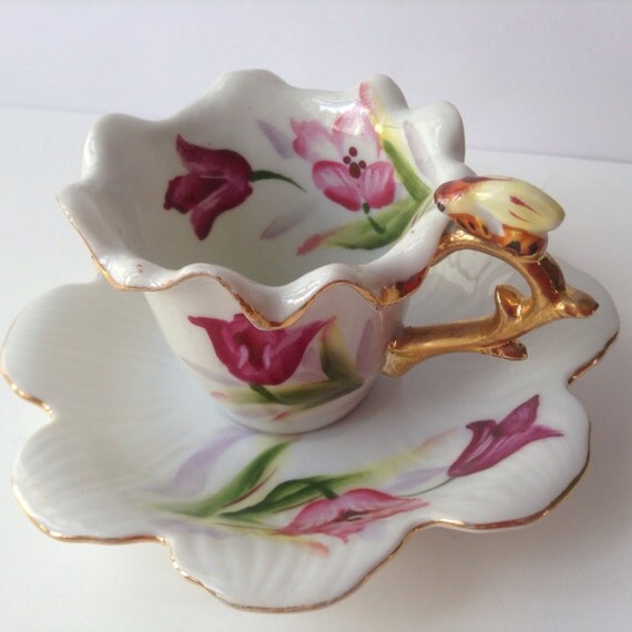 HandPainted Wales China Japan Demitasse Cup and by HouseOfHalo