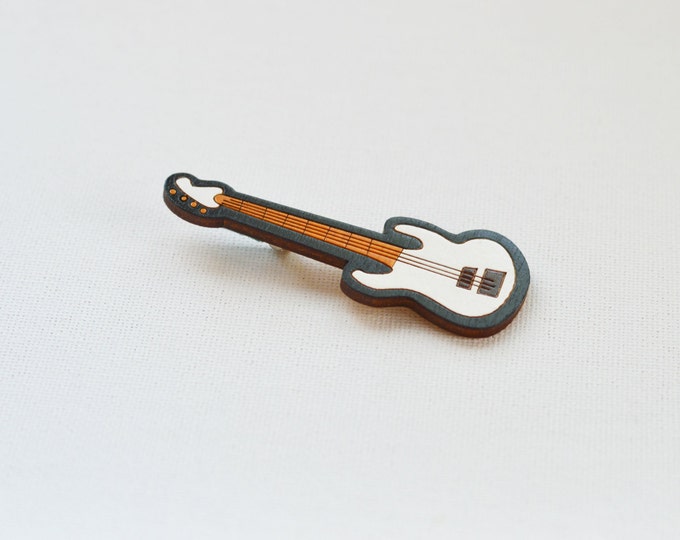 Guitar // Wooden brooch is covered with ECO paint // Laser Cut // 2016 Best Trends // Fresh Gifts // Music Item //