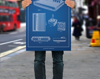 The Atari Retro (Atari 2600) Blueprint - Premium Poster Print