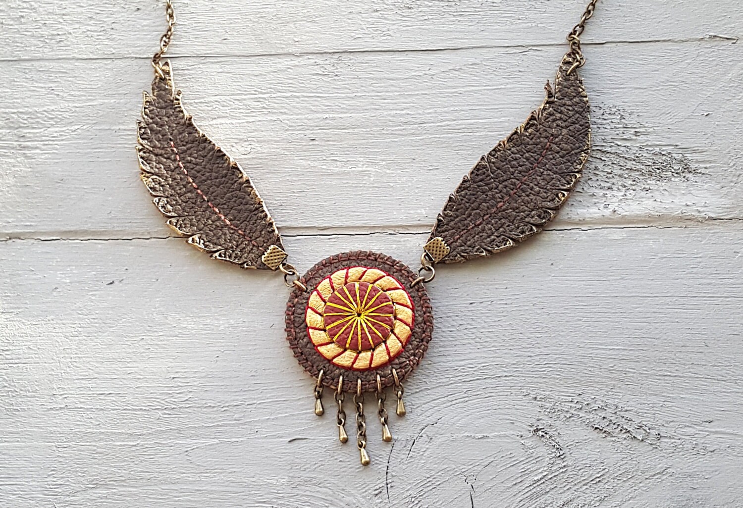 Leather boho necklace Clearance