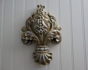 Fleur De Lis wall hanging, ornate home decor, French Cottage Decor