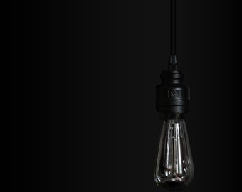 Industrial Pipe Lamp Holder Pendant with Cord, Ceiling Rose and FREE ST64 BULB