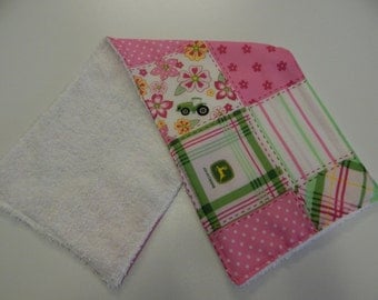 John Deere Pink Burp Cloth - One Only - 100% Cotton - Beautiful Gift