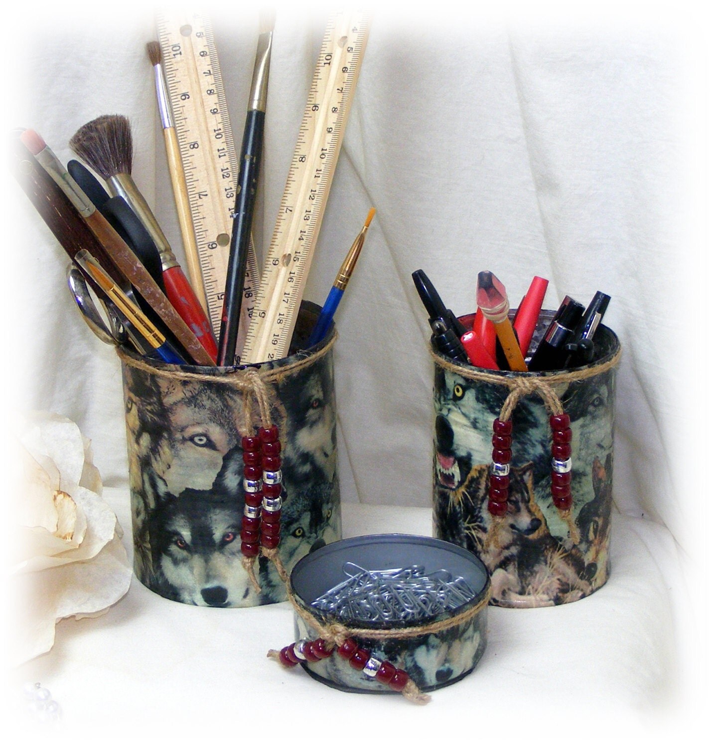 WOLVES DECOUPAGE Desk Set