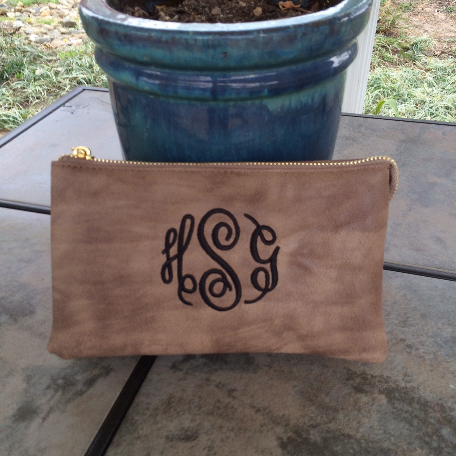 Monogrammed Clutch, Crossbody and Wristlet