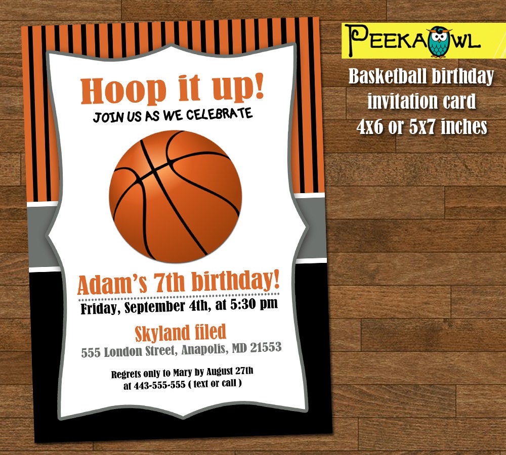 Printable Basketball Birthday Invation