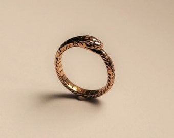Ouroboros ring handmade brass wedding engagement snake ring