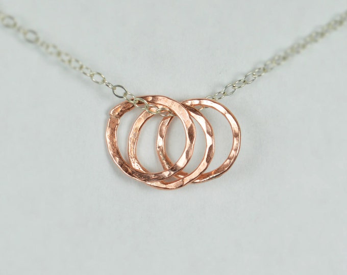 Dainty Hammered Circle Necklace, Silver Necklace, Copper Ring Necklace, Copper Ring Necklace, Dainty Necklace, Best Friends Necklace, mom's