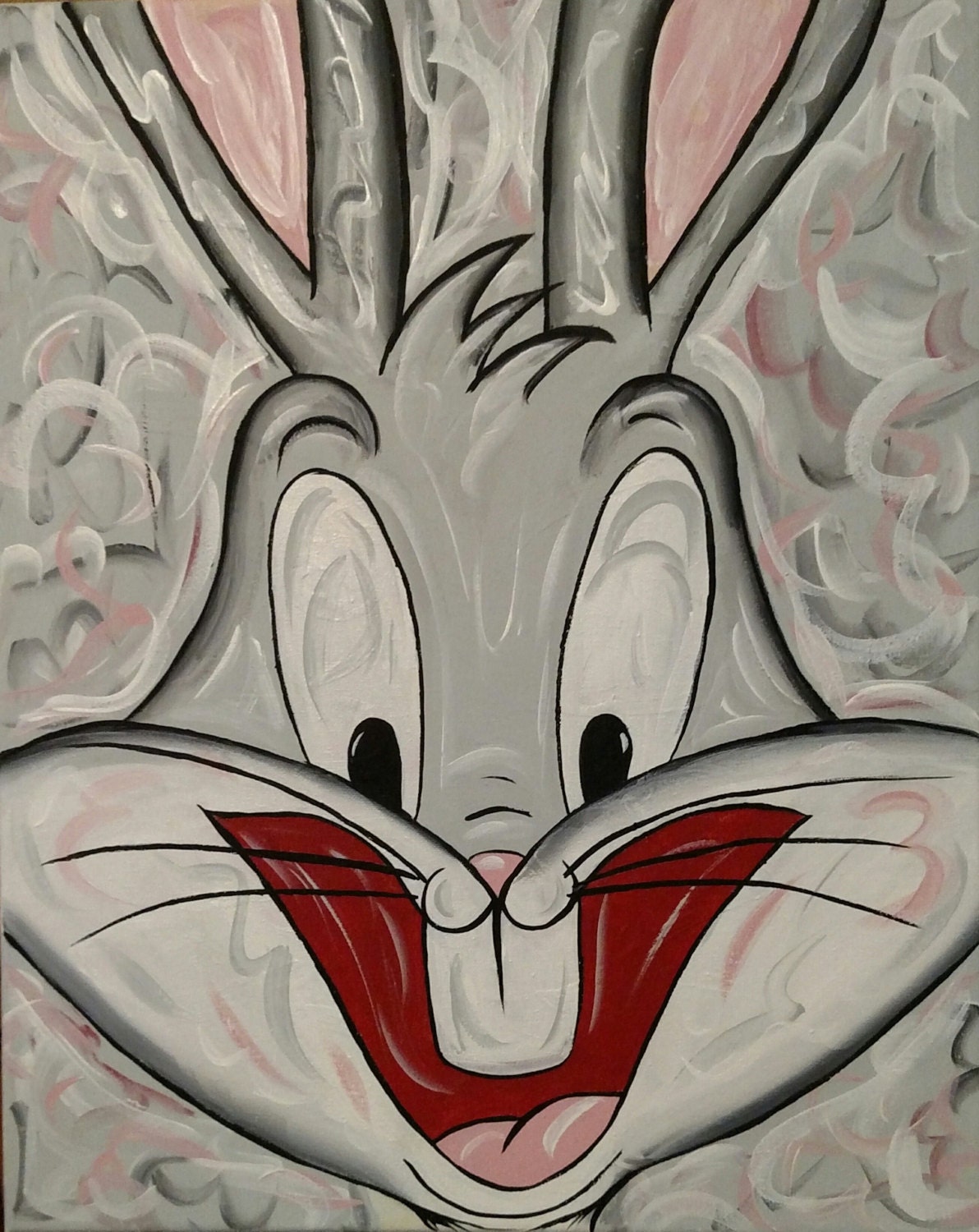 Bugs Bunny Whimsical Abstract Art Original OOAK Rabbit by 7thGypsy