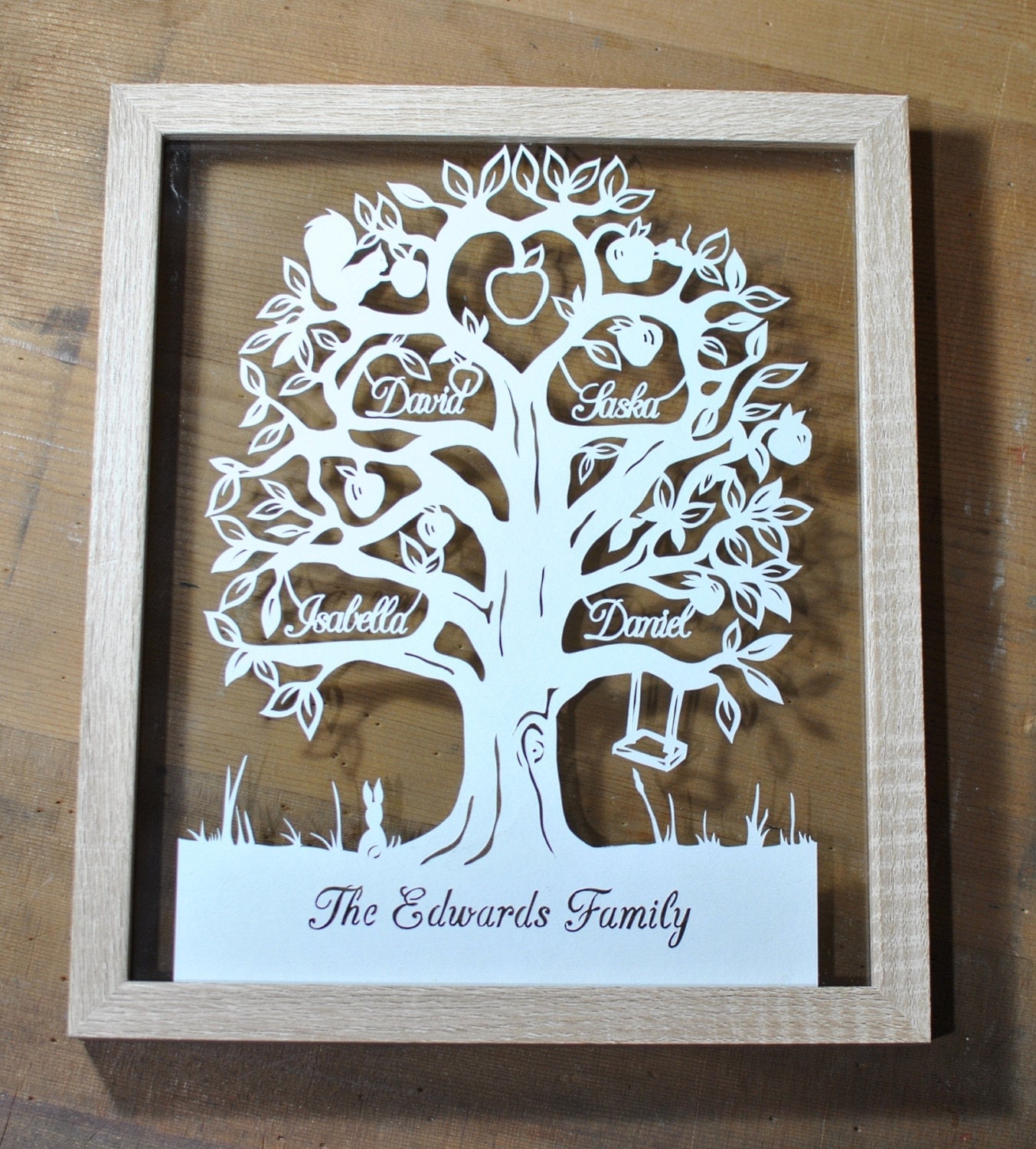  Family  tree  papercut for 4 names TEMPLATE COMMERCIAL USE pdf