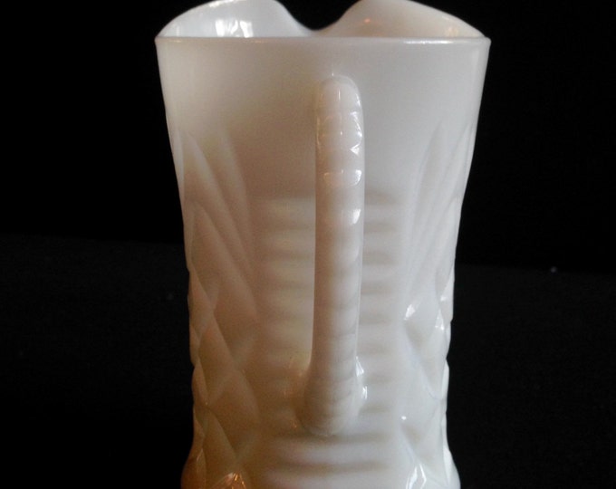 Storewide 25% Off SALE Vintage Fenton White Milk Glass Textured Creamer Serving Pitcher Featuring Unique Imprinted Modern Design With Classi