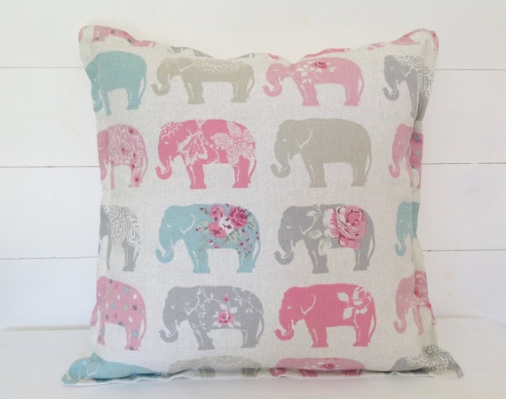 Elephants Cushion Cover Elephants Pillow Case by lottieanndesigns