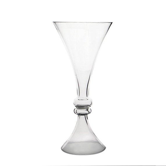 Tall 16 inches Trumpet Clear Reversible Glass Vase flare