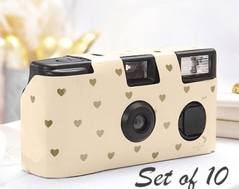 10 Disposable Cameras - Wedding Favor - Heart Pattern Camera - Party Supplies - Photo Booth - Party - Single Use - Weddings - Set of 10