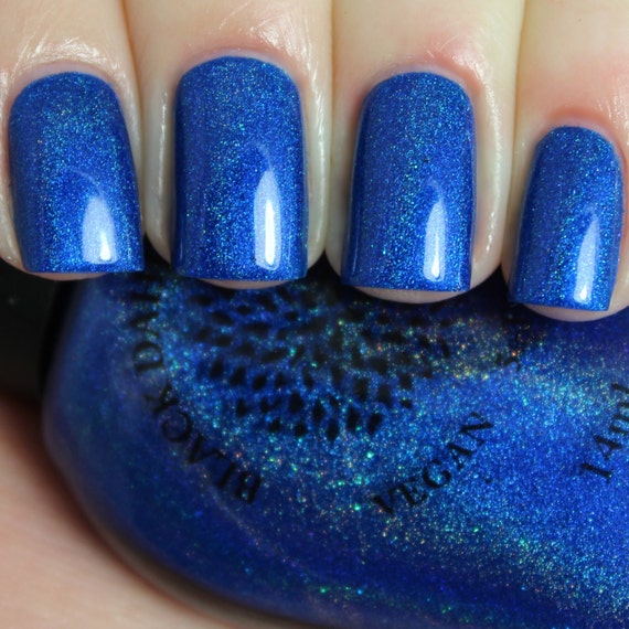 Bright Blue Sapphire Holo Nail Polish Black Dahlia Lacquer
