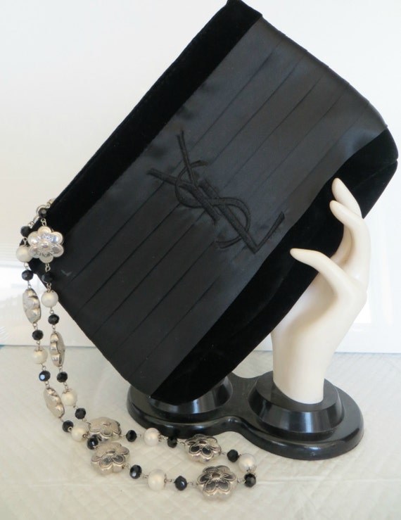 Yves St Laurent Black Clutch Velvet and Satin