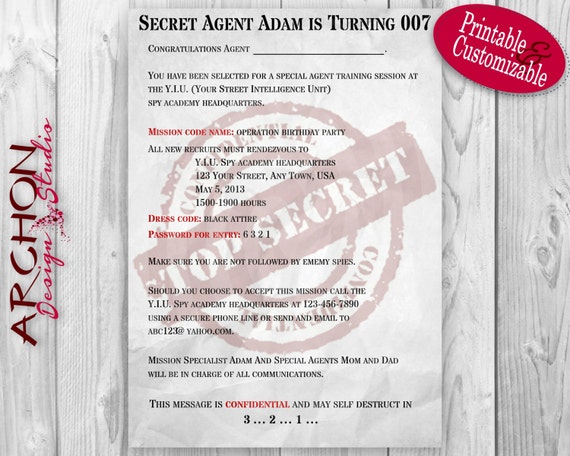 Secret Agent Party Invitations Free 9