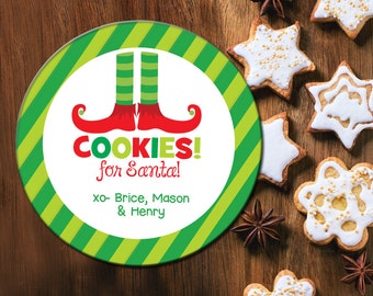 Cookies for Santa Plate, Kids Christmas Cookie Plate, Personalized, Melamine Holiday Plate, Santa Cookie Plate, Elf Feet, Cookie Plate