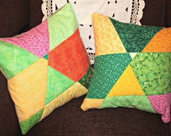 Accent Pillow, Pillow Cover, Quilted Pillow, Patchwork Pillow, Modern Pillow, Throw Pillow, Sofa Pillow, Q029Patchwork Pillow
