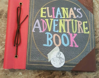 Personalized "Adventure Book" Inspired Autograph Book, Travel Journal with Hand Painted Name from Disney Pixar Up 6" x 6 " or 8 x 8
