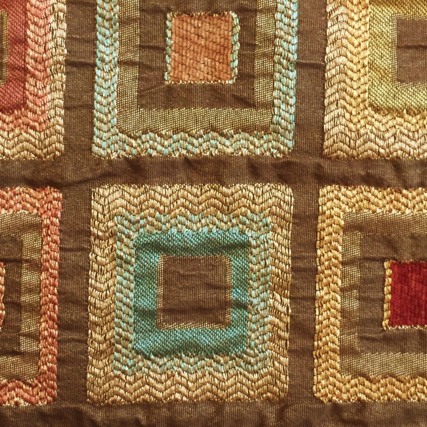 Kasmir Upholstery Fabric Remnant Gold Squares Silk by ShopPetunias