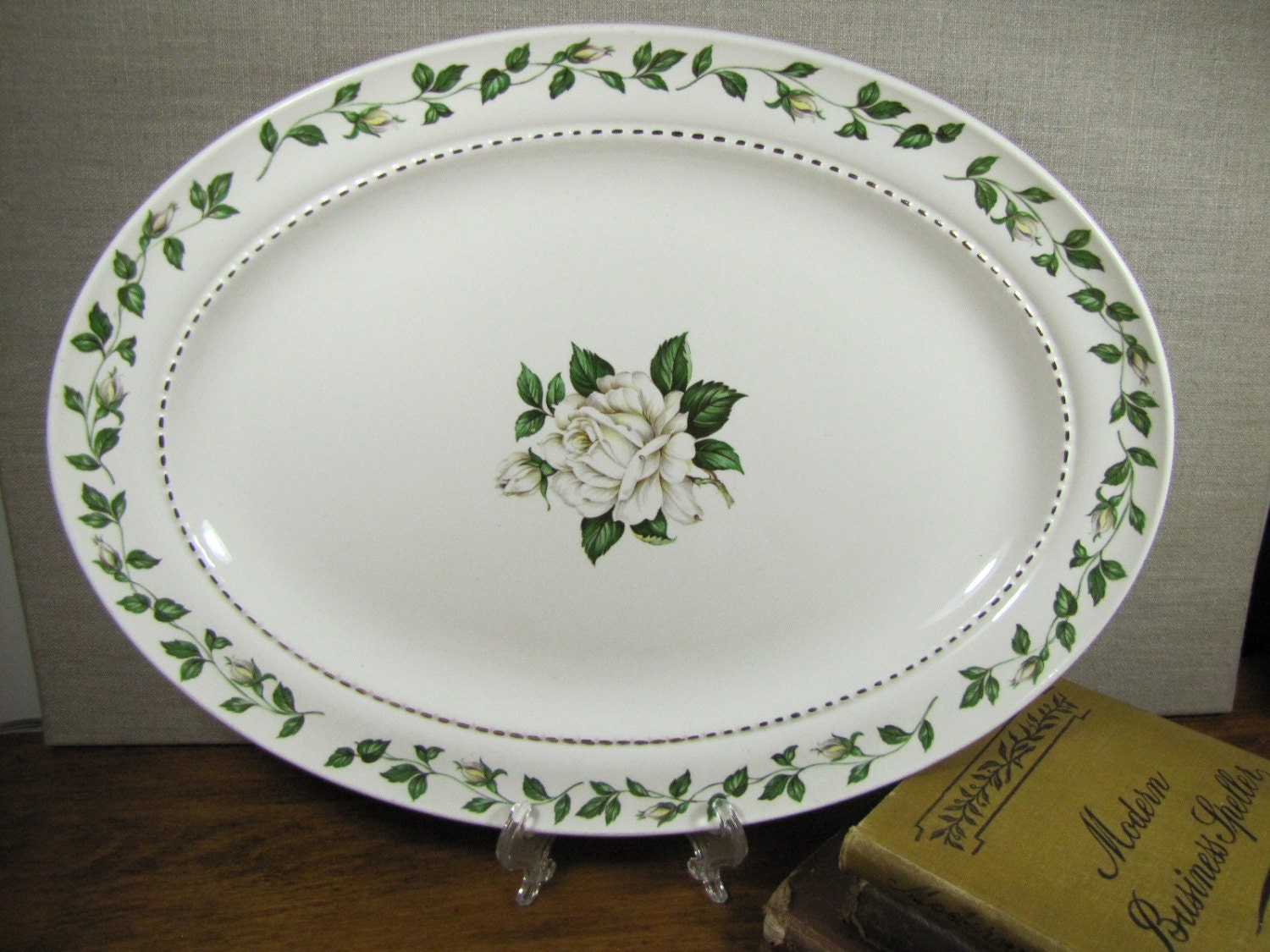Vintage Superior Hall Quality Dinnerware Serving Platter Cameo Rose