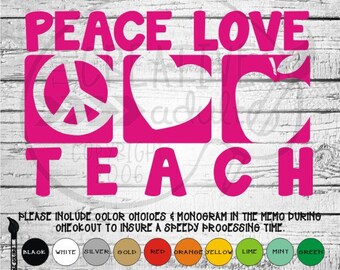 Download Peace love teach | Etsy
