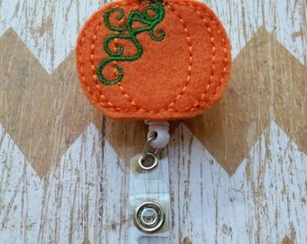 Pumpkin badge reel, Fall badge reel, teacher badge reel, nurse badge reel, medical badge reel, pumpkin ID badge reel, badge reel