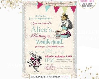 Alice in Wonderland Birthday Invitation Alice In Wonderland Invitation Wonderland Tea Party Invitation Vintage Alice In Wonderland Party