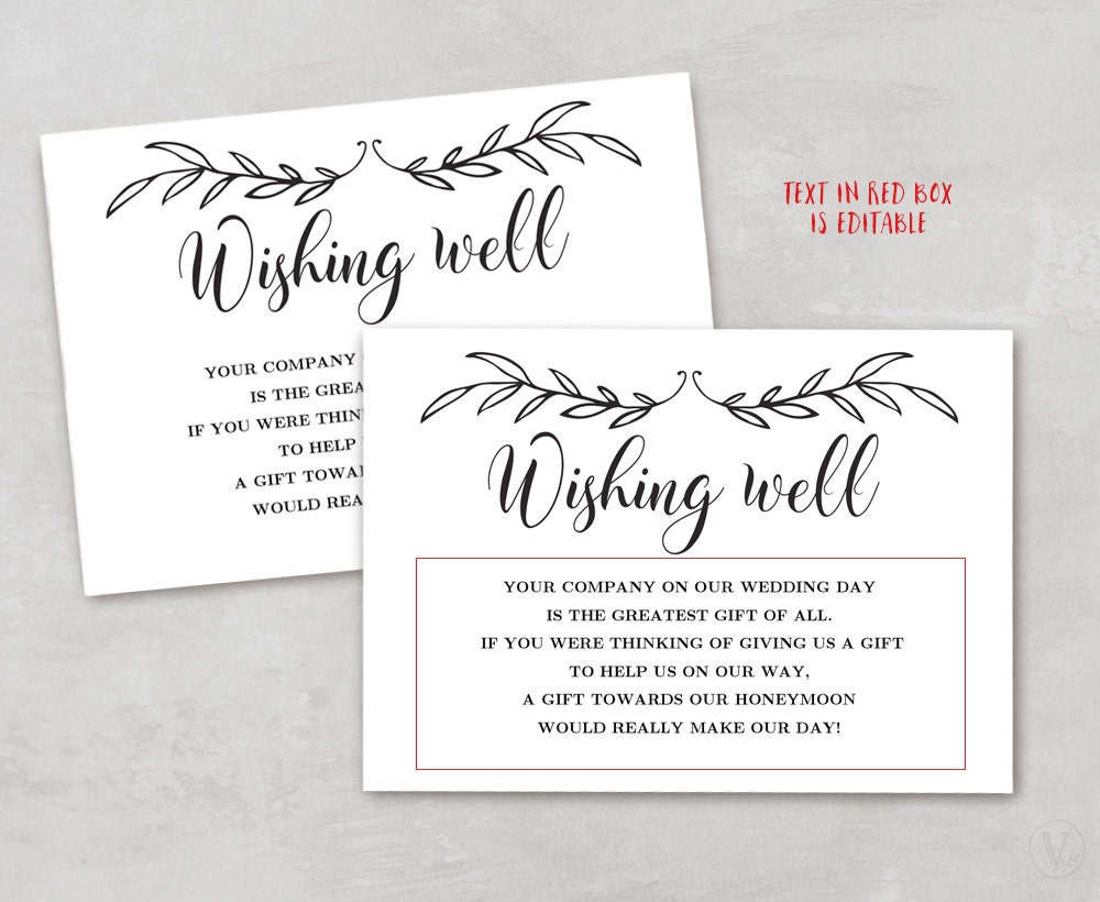 Wishing Well Card Template Printable Wishing Well Card DIY