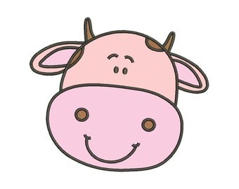 Cute Cow Applique Designs Machine Applique Embroidery Designs 6 Size - INSTANT DOWNLOAD