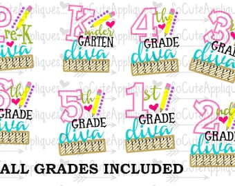 SVG, DXF, EPS Cut file Kindergarten, 1st, 2nd, 3rd Grade cut file, back to school cut file, socuteappliques, silhouette cut file, cameo file