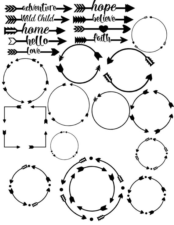 Download Arrow Monogram Frame Bundle for silhouette cameo or other ...